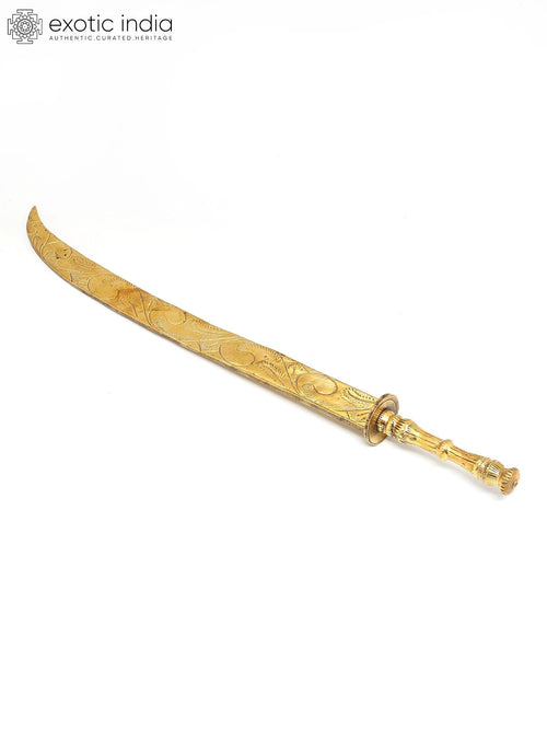 24" Brass Sword Statue - Handmade Deity Weapon Replica