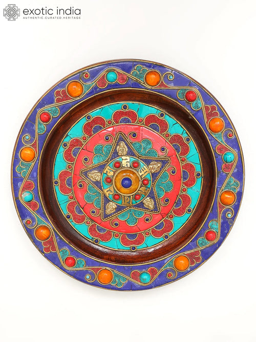10" Round Tibetan Buddhist Brass Wall Hanging