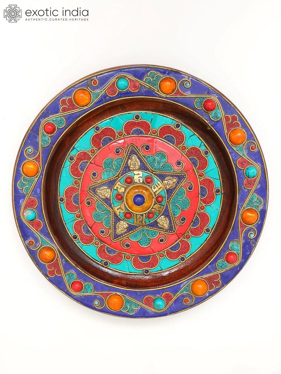 10" Round Tibetan Buddhist Brass Wall Hanging