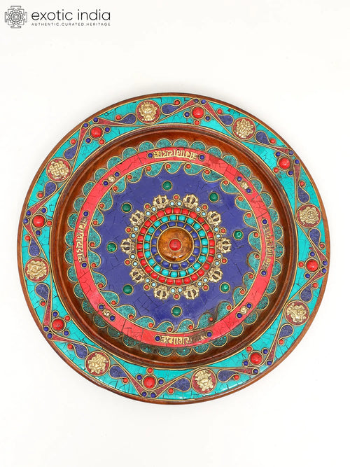 12" Brass Buddhist Wall Hanging with Ashtamangala Symbols