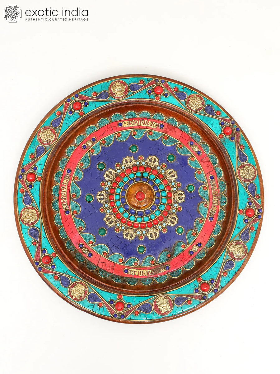 12" Brass Buddhist Wall Hanging with Ashtamangala Symbols