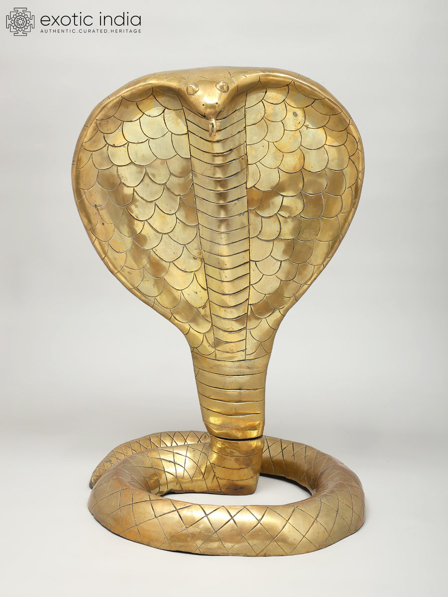 24" Brass Serpent Statue for Home Decor
