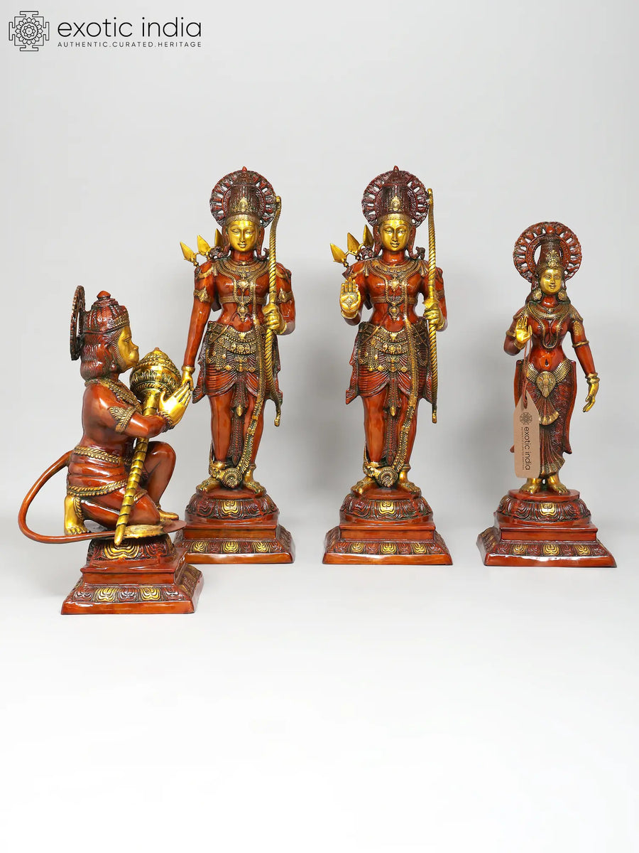 40" Large Shri Ram Darbar Brass Statue Set of Four Handmade