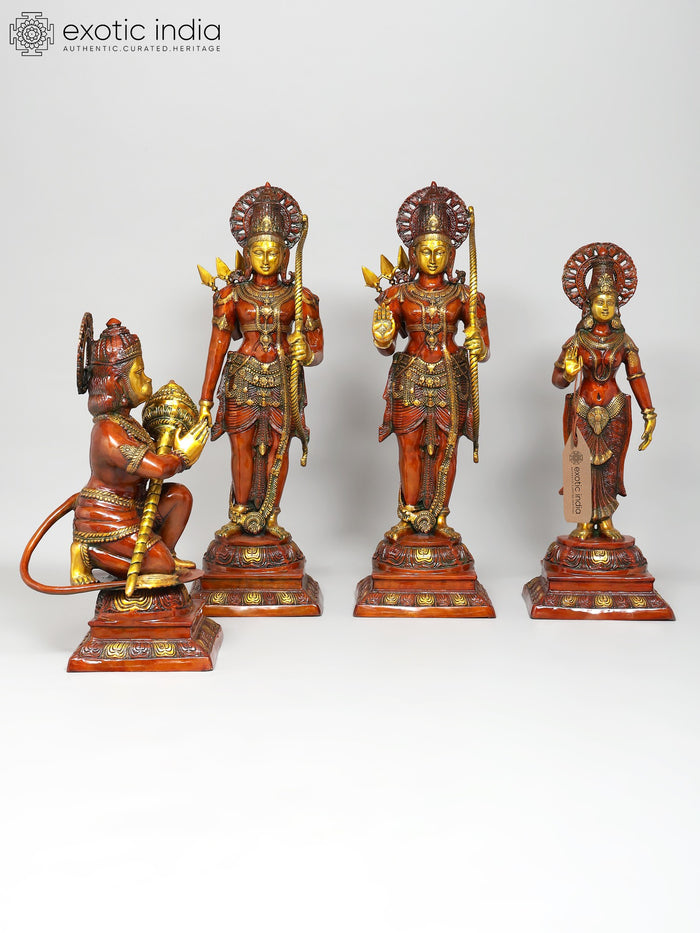 40" Large Shri Ram Darbar | Set of Four | Brass Statues