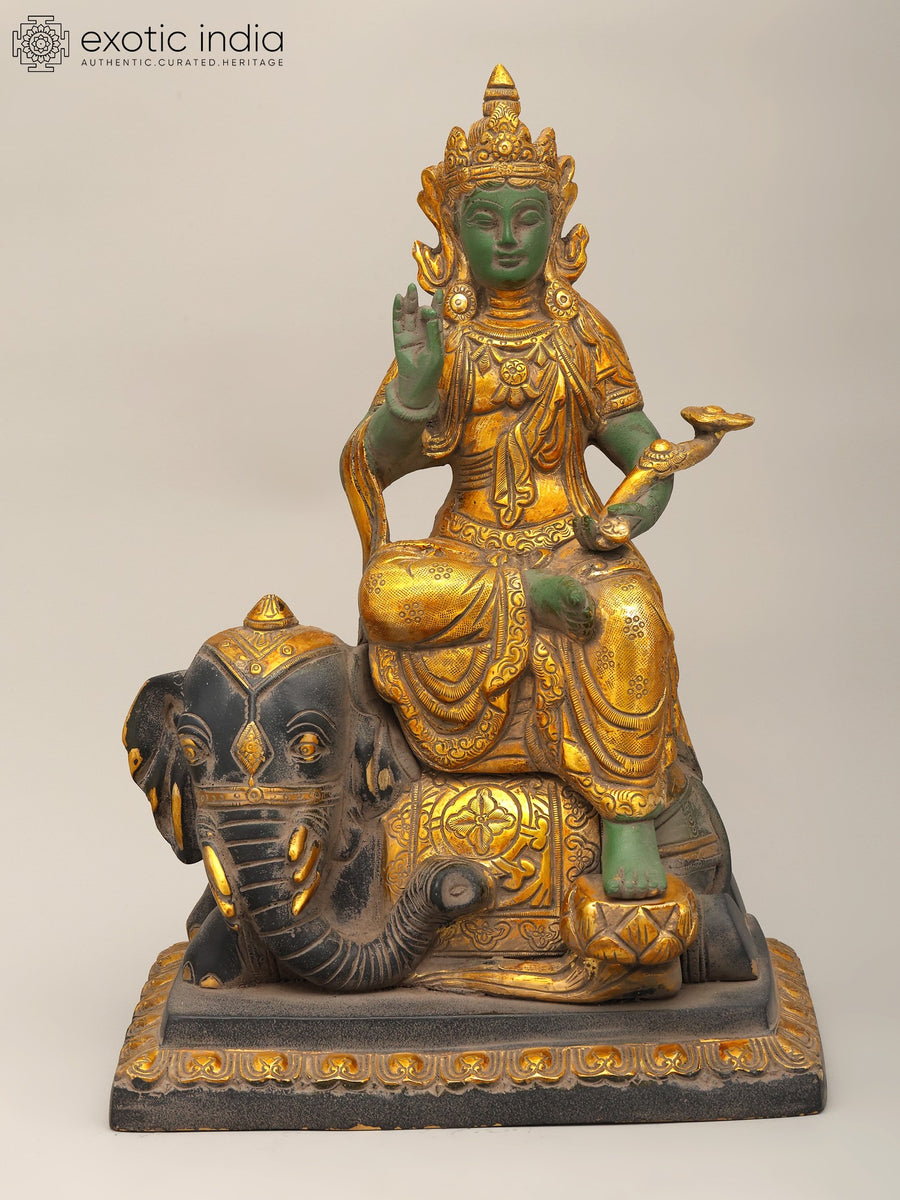 Lord Indra Seated on Airavat Handmade Brass Statue
