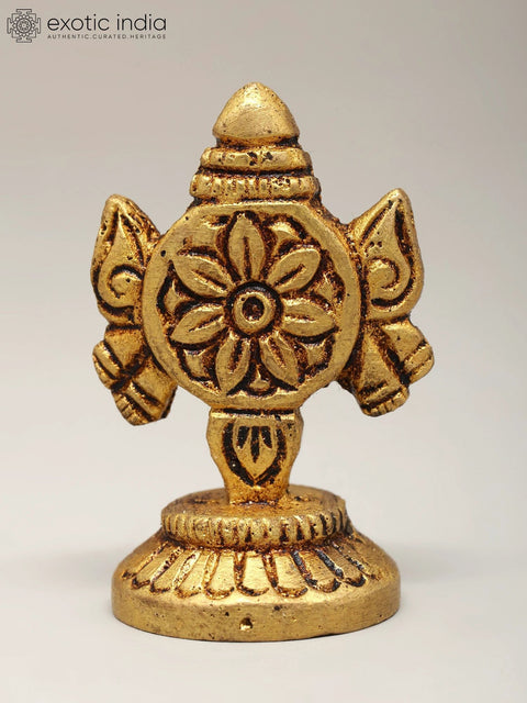 1" Small Brass Shankha Chakra Pair