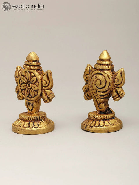 1" Small Brass Shankha Chakra Pair