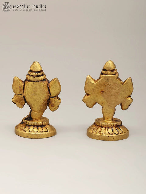 1" Small Brass Shankha Chakra Pair