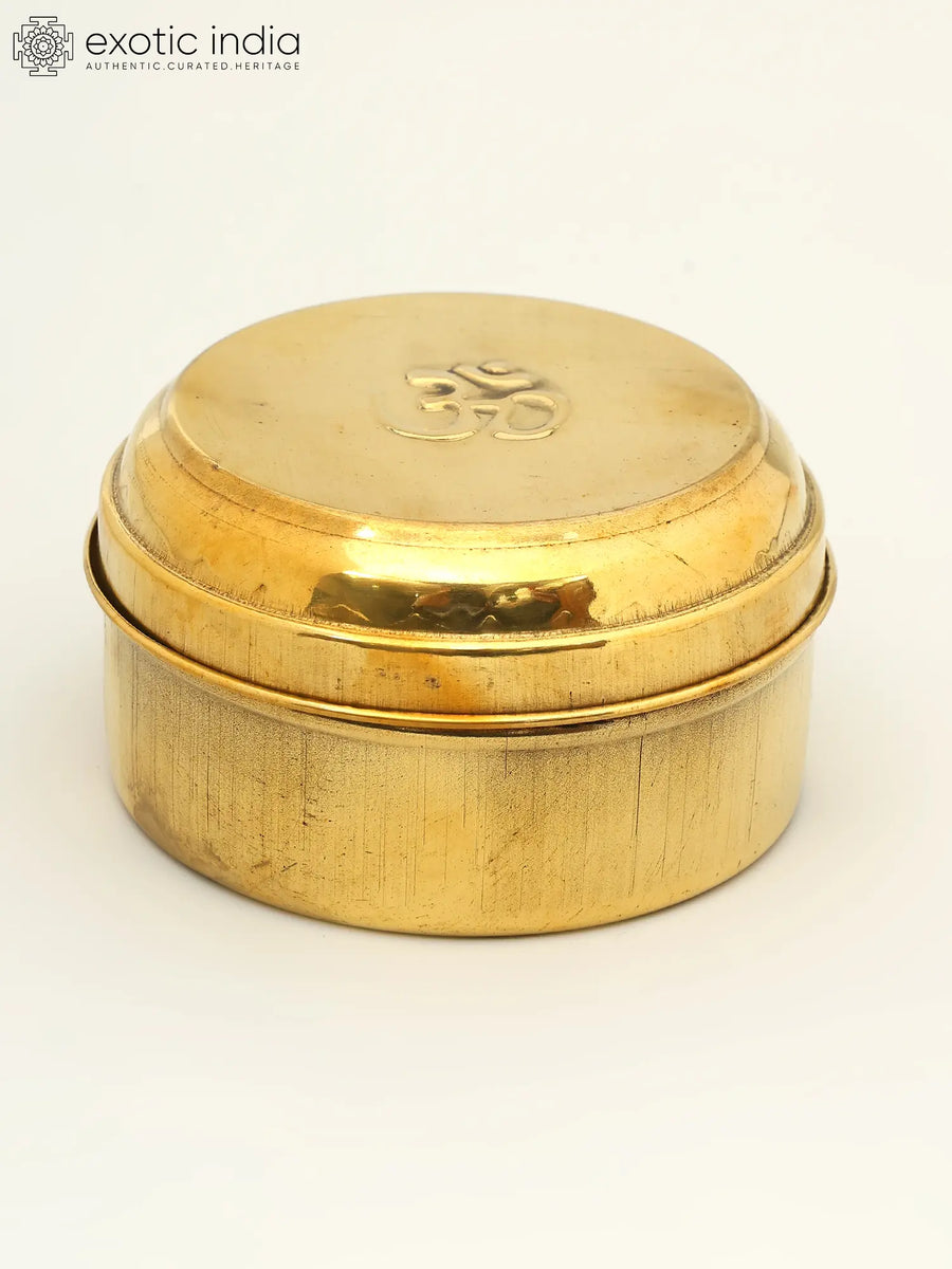 Brass Kumkum Box - Ritual Sindoor Storage Statue