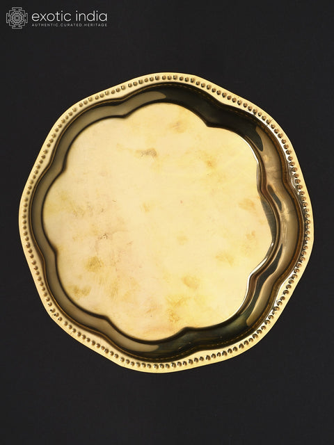 Floral Design Ritual Thali in Brass | Multiple Sizes