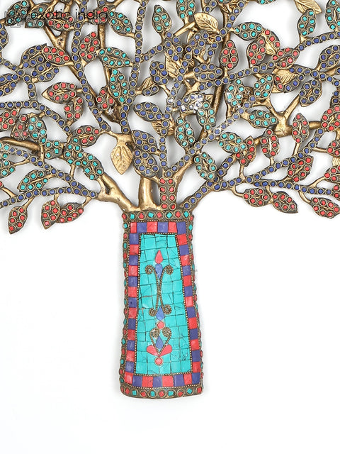 24" Brass Tree of Life with Inlay Work | Home Decor | Wall Hanging