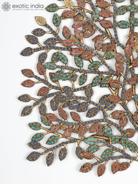 24" Brass Tree of Life with Inlay Work | Home Decor | Wall Hanging