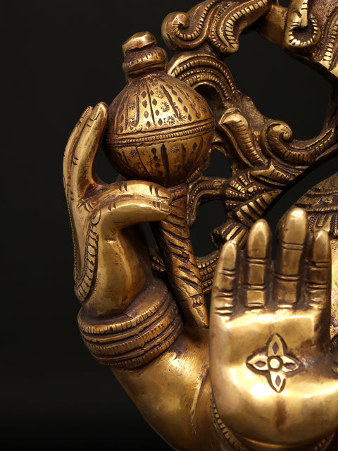 17" Four Armed Blessing Lord Ganesha | Brass Statue
