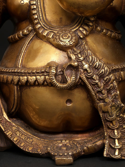 17" Four Armed Blessing Lord Ganesha | Brass Statue