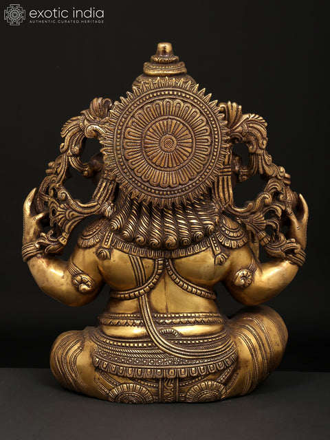 17" Four Armed Blessing Lord Ganesha | Brass Statue