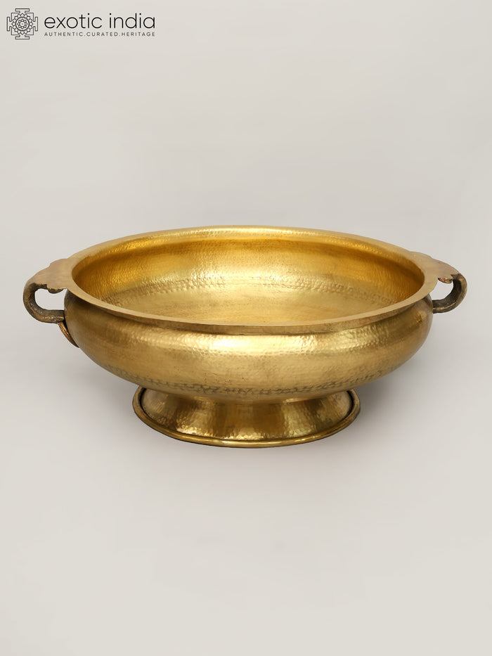 36" Large Size Brass Urli with Stand