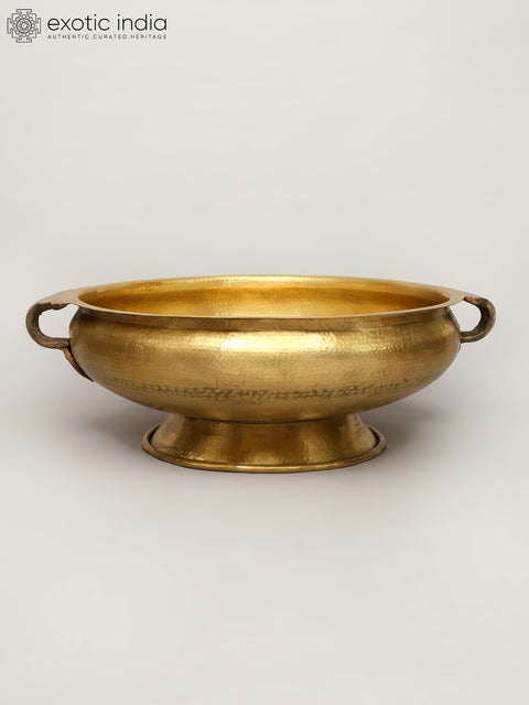 36" Large Size Brass Urli with Stand