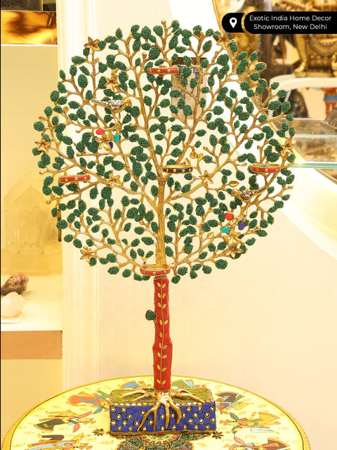 24" Tree of Life with Candle Holders | Brass with Inlay Work | Home Decor