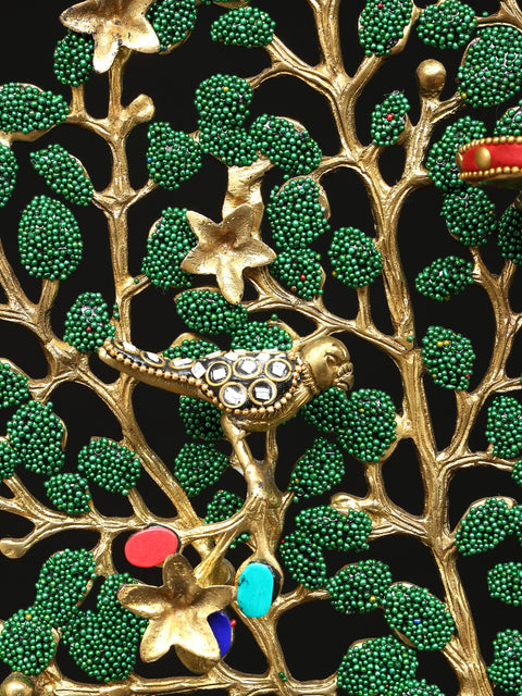 24" Tree of Life with Candle Holders | Brass with Inlay Work | Home Decor