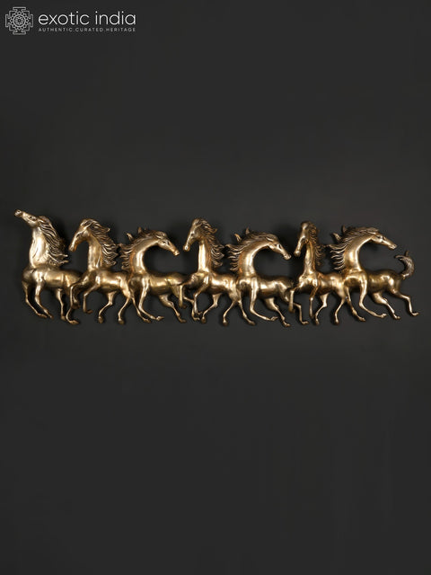52" Large Seven Running Horses | Wall Hanging Brass Statue