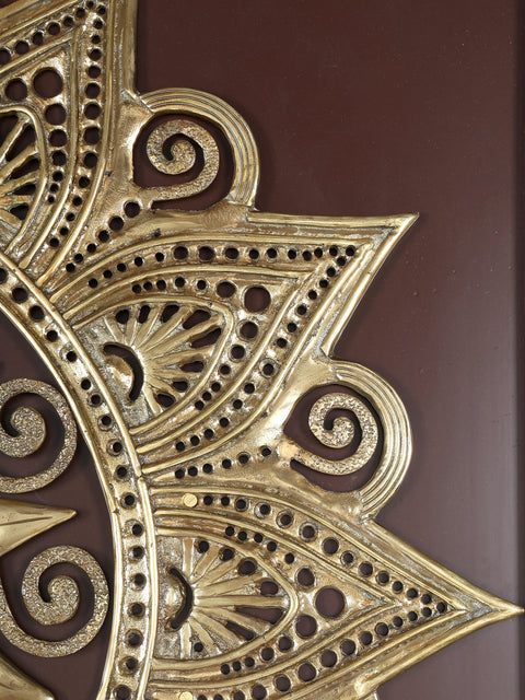 48" Large Wood Framed Mandala Art in Brass | Wall Hanging | Home Decor
