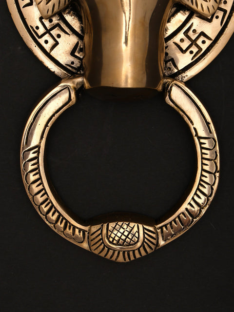 7" Brass Door Knocker Of Nandi | Handmade Brass Door Handle