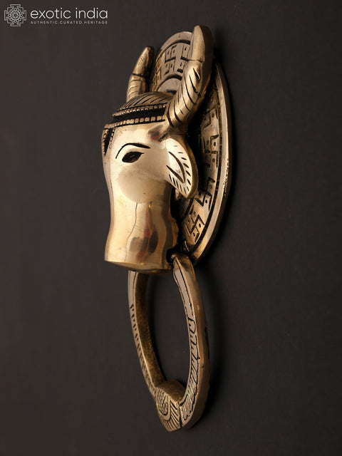 7" Brass Door Knocker Of Nandi | Handmade Brass Door Handle
