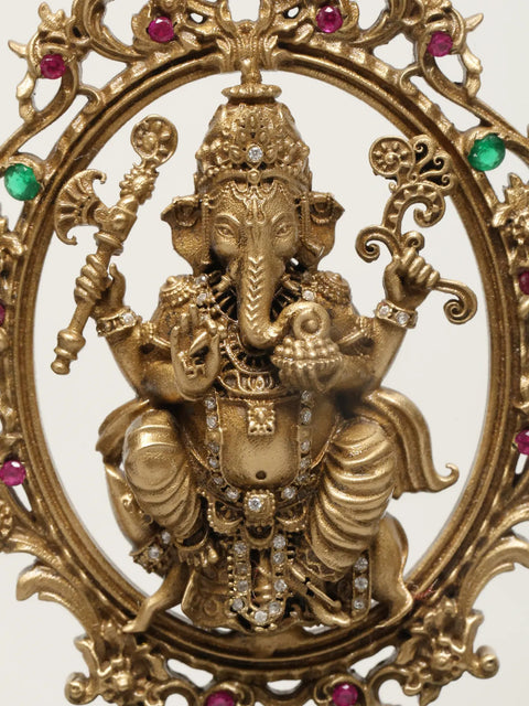 3" Small Seated Ganesha On Mushak In Blessing Gesture With Base | Handmade Brass Idol for Car Dashboard