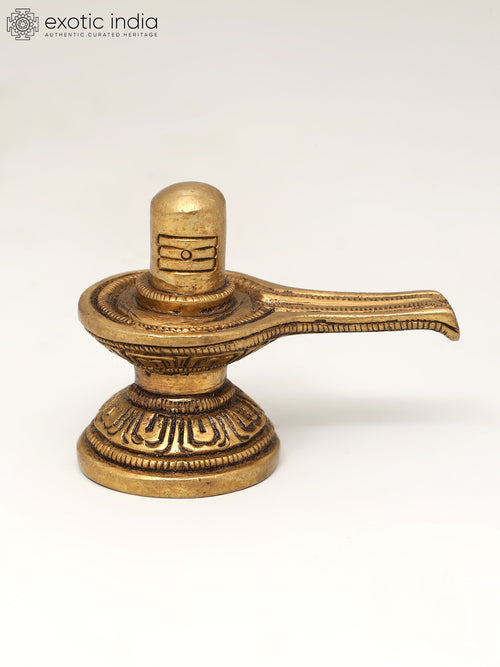 2" Handmade Shiva Linga With Tilak Brass Statue