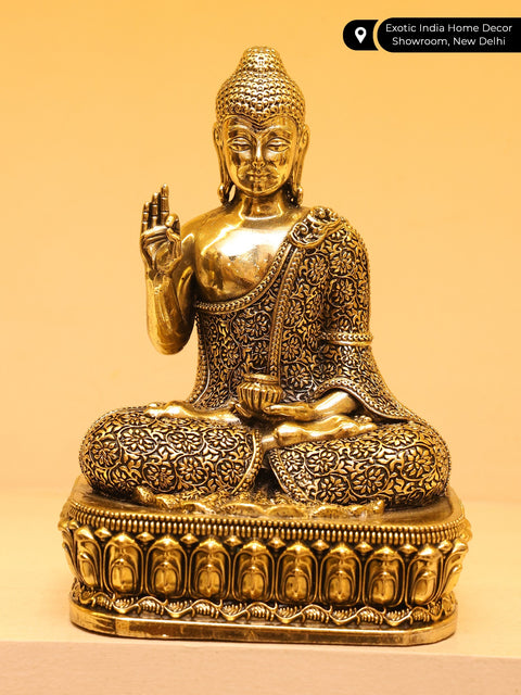 Small Superfine Lord Buddha Seated in Vitark Mudra | Brass Statue