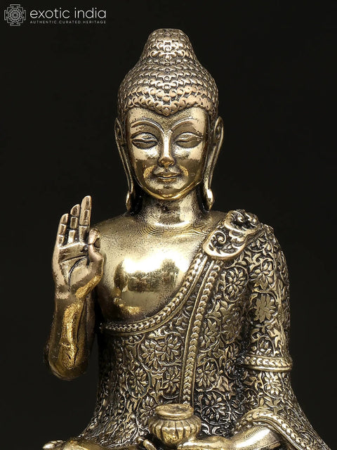 Small Superfine Lord Buddha Seated in Vitark Mudra | Brass Statue