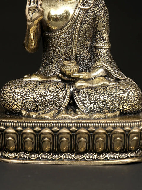 Small Superfine Lord Buddha Seated in Vitark Mudra | Brass Statue