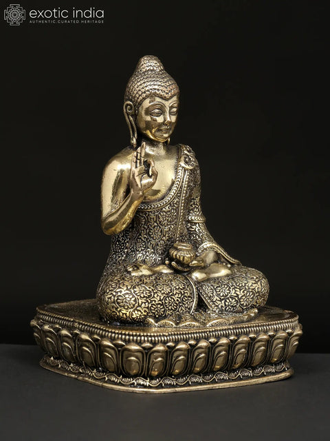 Small Superfine Lord Buddha Seated in Vitark Mudra | Brass Statue