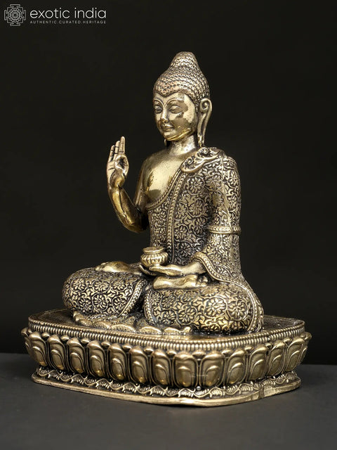 Small Superfine Lord Buddha Seated in Vitark Mudra | Brass Statue