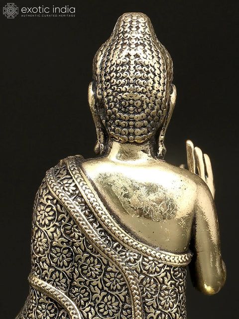 Small Superfine Lord Buddha Seated in Vitark Mudra | Brass Statue