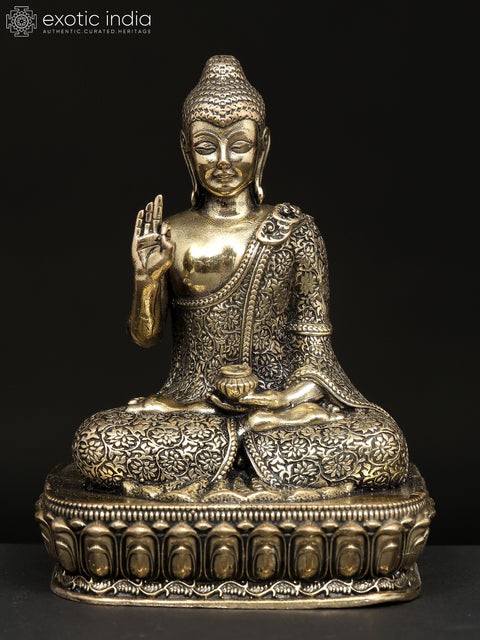 Small Superfine Lord Buddha Seated in Vitark Mudra | Brass Statue