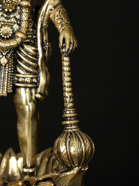 4" Small Brass Superfine Standing Lord Hanuman in Blessing Gesture | Brass Statue