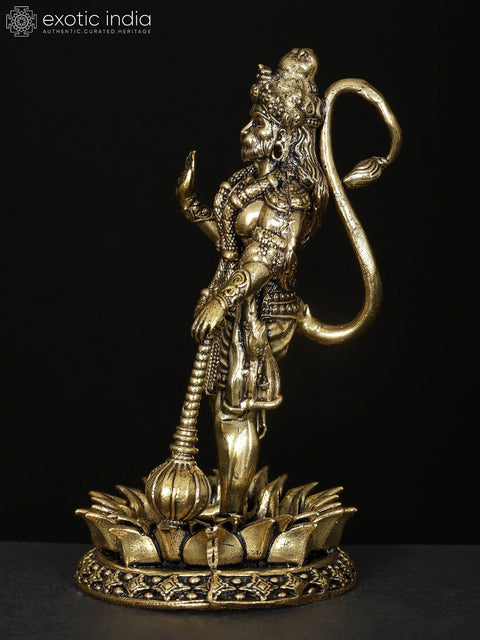 4" Small Brass Superfine Standing Lord Hanuman in Blessing Gesture | Brass Statue