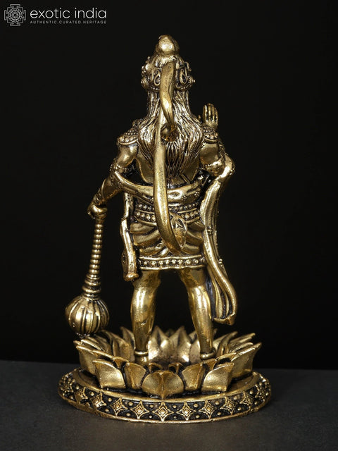 4" Small Brass Superfine Standing Lord Hanuman in Blessing Gesture | Brass Statue