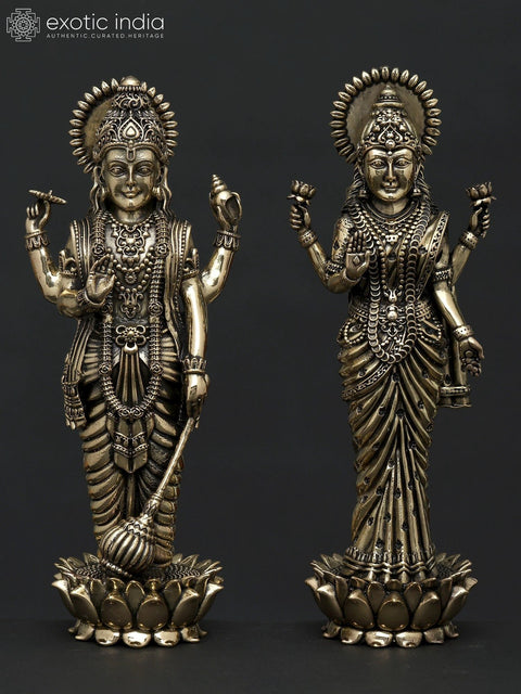 Superfine Standing Vishnu - Lakshmi Pair | Brass Statues