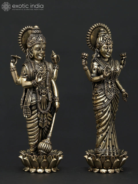 Superfine Standing Vishnu - Lakshmi Pair | Brass Statues
