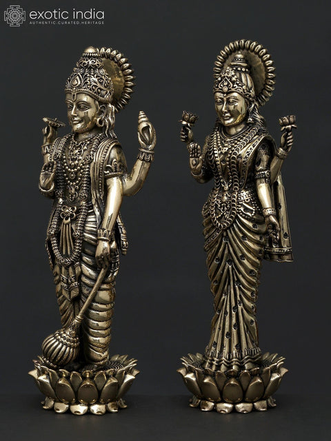 Superfine Standing Vishnu - Lakshmi Pair | Brass Statues