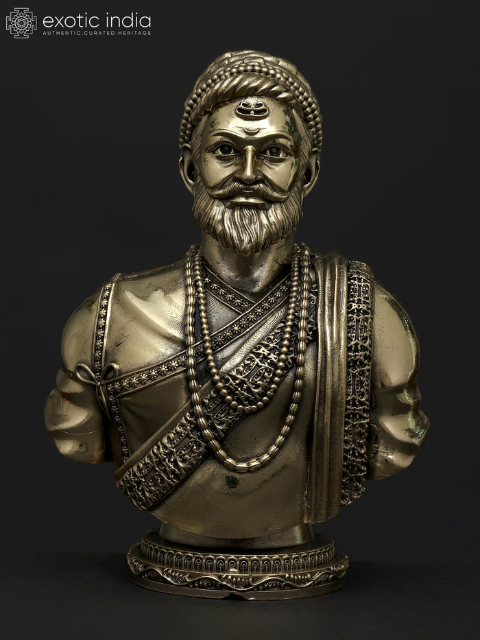 4" Superfine Chhatrapati Shivaji Maharaj Brass Statue Handmade