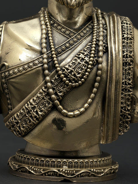 4" Small Superfine Chhatrapati Shivaji Maharaj Bust | Brass Statue