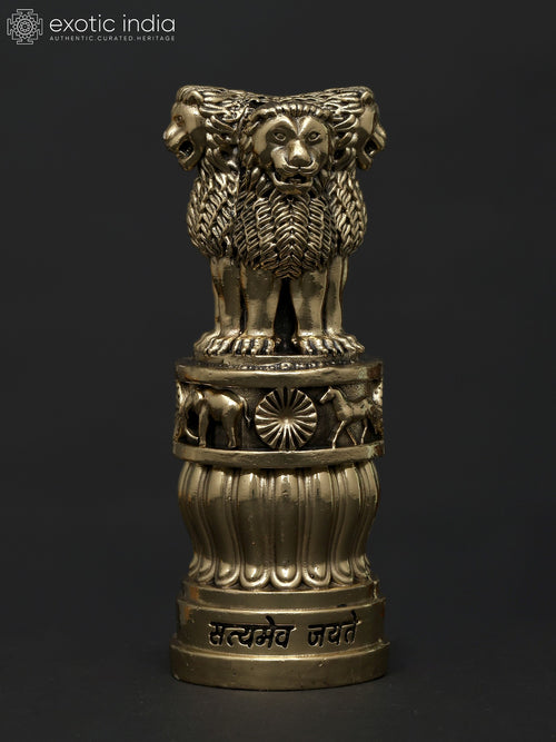 4" Brass Satyamev Jayate National Emblem Statue