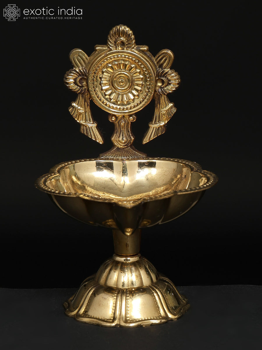 3" Small Brass Chakra Lamp for Pooja