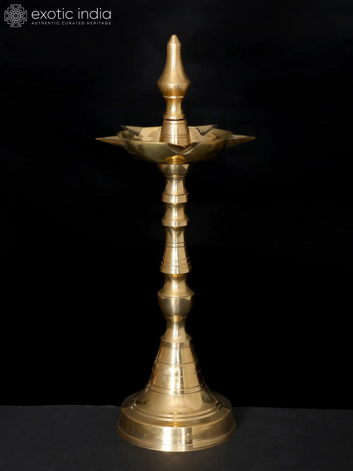 11" Brass Ritual Lamp for Temple | Brass Diya for Home