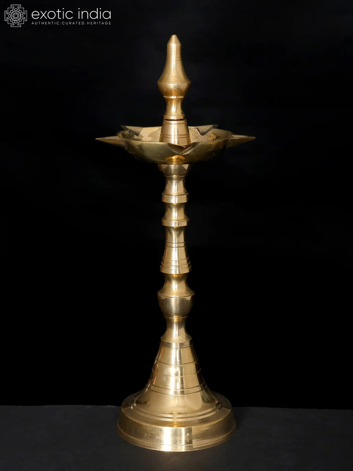 11" Brass Ritual Lamp for Temple | Brass Diya for Home