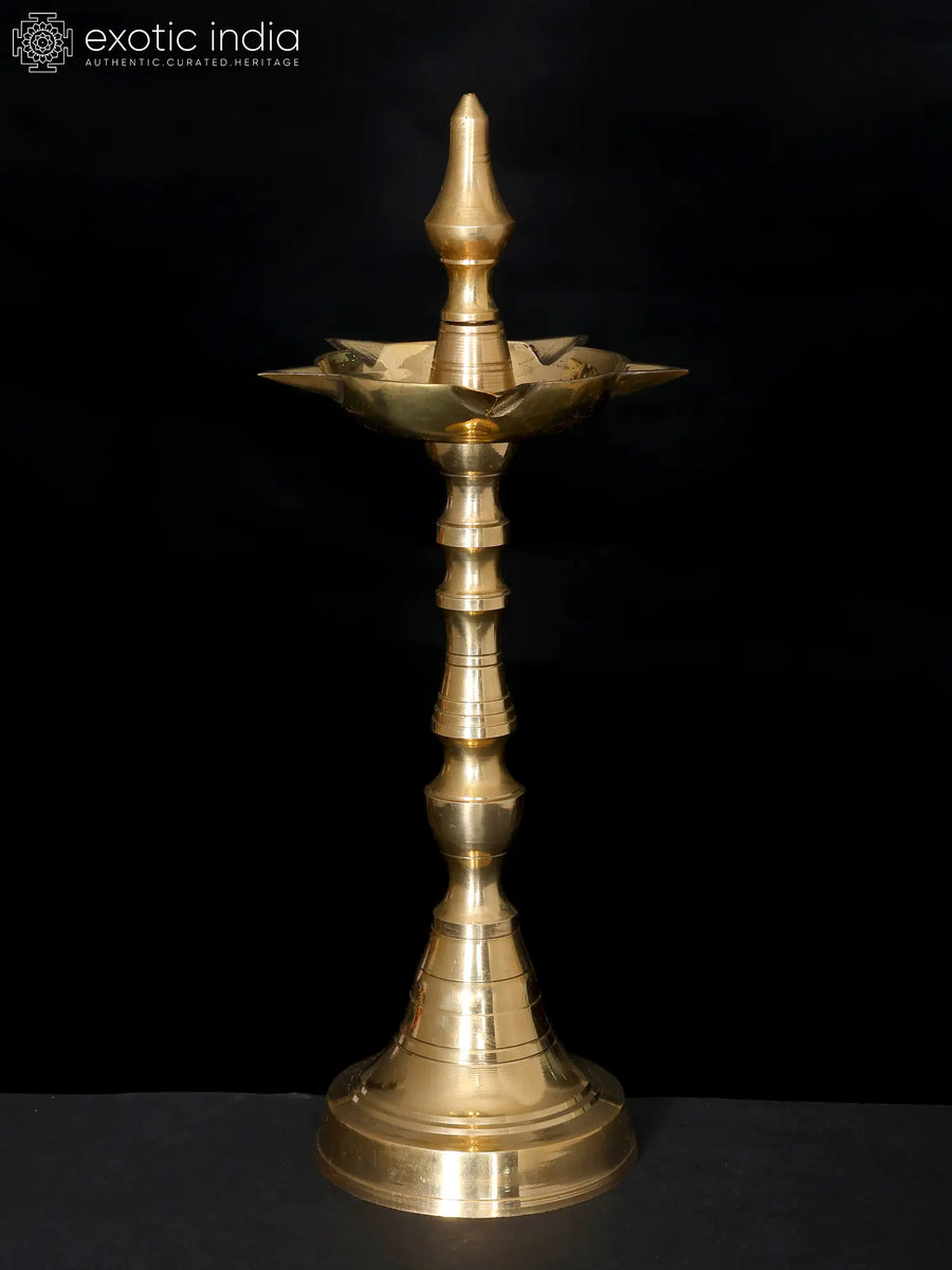 11" Brass Ritual Lamp Diya for Temple and Home Pooja