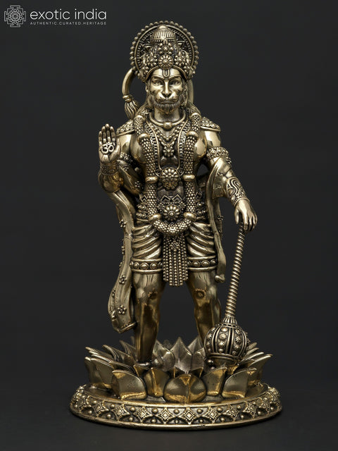 8" Superfine Standing Lord Hanuman in Blessing Gesture | Brass Statue